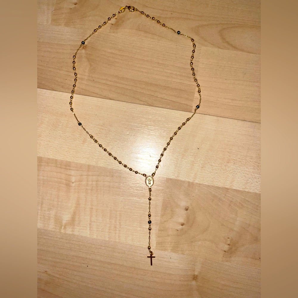 Gold rosary necklace